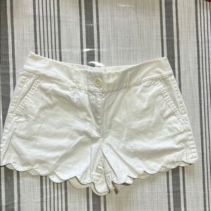 LOFT White Scalloped Hem Shorts